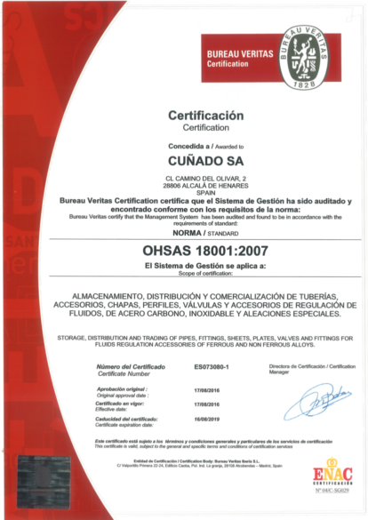 Certificado OHSAS 18001